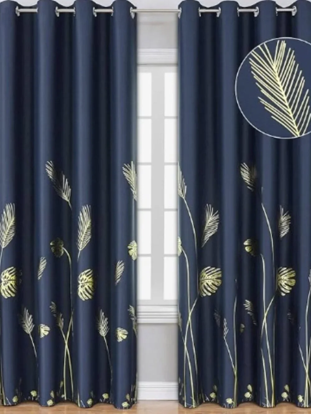 Navy Blue Blackout Curtains 84 Inch Length 2 Panels Set